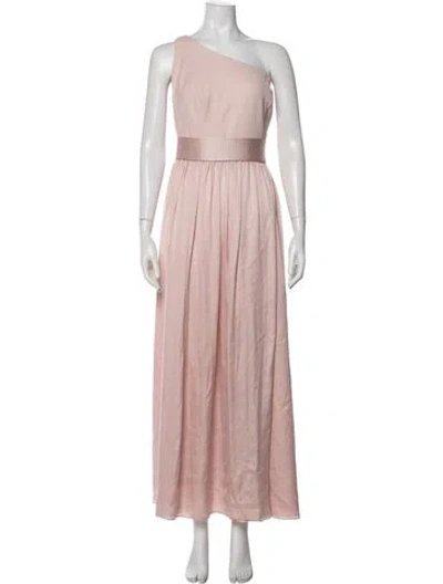 Pre-owned Vera Wang One-shoulder Long Dress In Pink