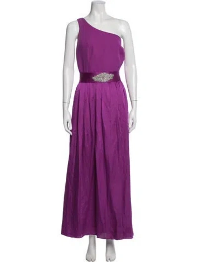 Pre-owned Vera Wang One-shoulder Long Dress In Purple