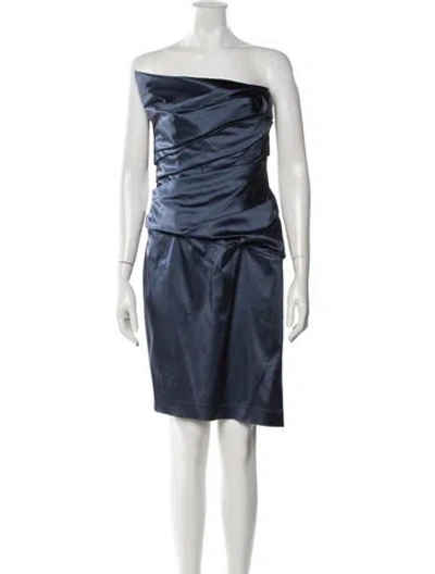 Pre-owned Vera Wang One-shoulder Mini Dress In Blue
