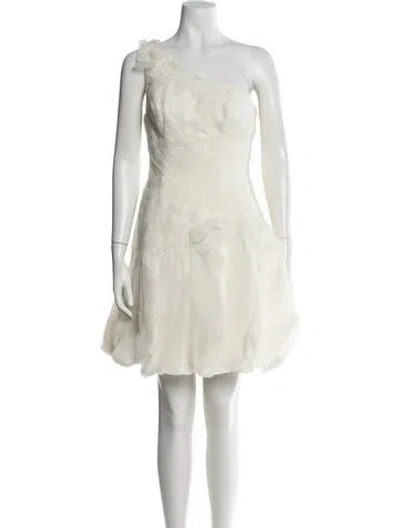 Pre-owned Vera Wang One-shoulder Mini Dress In Neutral