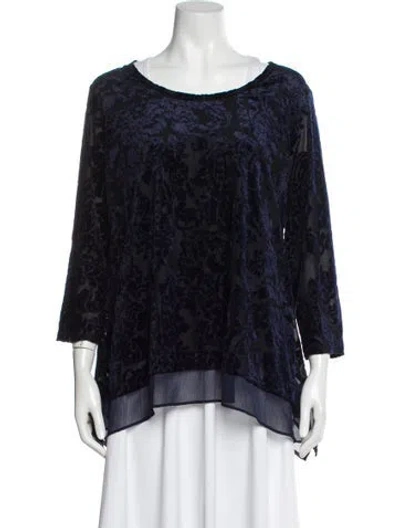Pre-owned Vera Wang Patterned Crew Neck Top In Blue