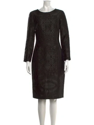 Pre-owned Vera Wang Patterned Knee-length Dress In Black