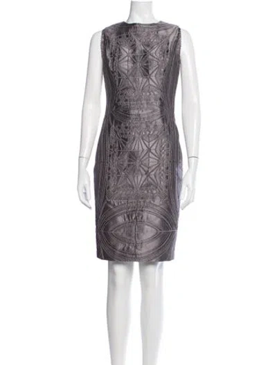 Pre-owned Vera Wang Patterned Knee-length Dress In Grey