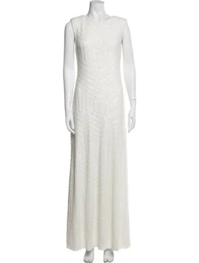 Pre-owned Vera Wang Patterned Long Dress In Neutrals