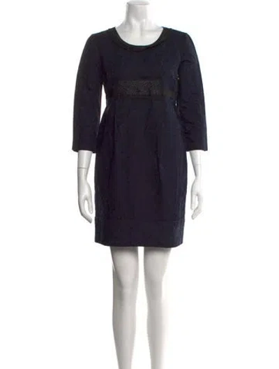 Pre-owned Vera Wang Patterned Mini Dress In Black