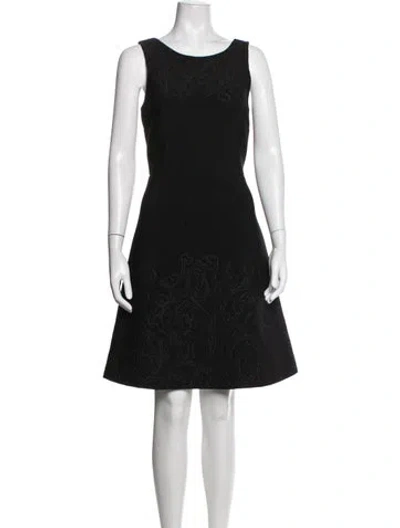 Pre-owned Vera Wang Patterned Mini Dress In Black