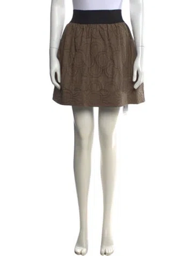 Pre-owned Vera Wang Patterned Mini Skirt In Green