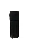 Vera Wang Pleated Maxi Skirt In Black Acetate In Black