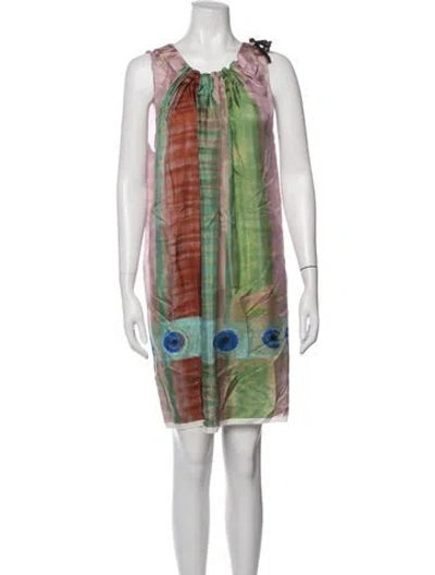 Pre-owned Vera Wang Printed Knee-length Dress In Multicolor