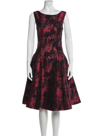 Pre-owned Vera Wang Printed Knee-length Dress In Red