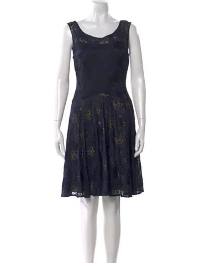 Pre-owned Vera Wang Printed Knee-length Dress W/ Tags In Blue