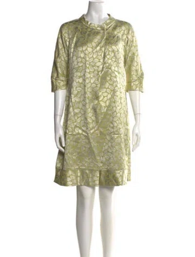 Pre-owned Vera Wang Printed Mini Dress In Green