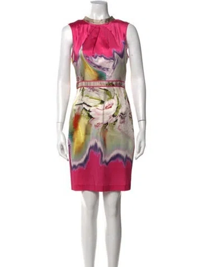 Pre-owned Vera Wang Printed Mini Dress In Pink