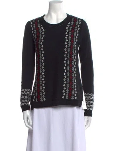 Pre-owned Vera Wang Printed Scoop Neck Sweater In Black