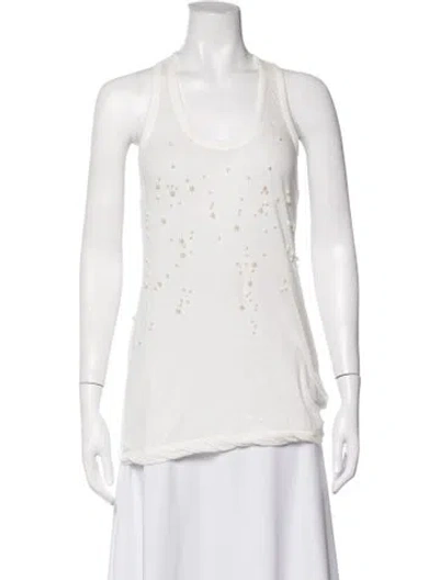 Pre-owned Vera Wang Printed Scoop Neck Top In White
