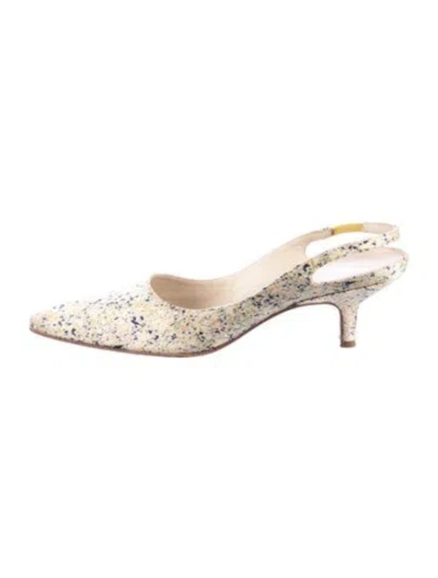 Pre-owned Vera Wang Printed Slingback Pumps In Gold/metallic