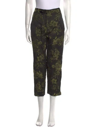 Pre-owned Vera Wang Printed Straight Leg Pants In Black