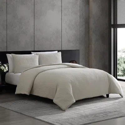 Vera Wang Puckered Texture Cotton Grey Comforter Set In Red;silver