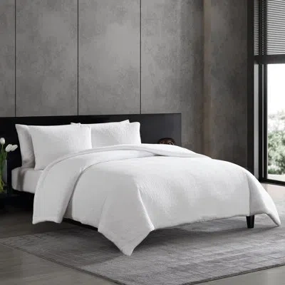 Vera Wang Puckered Texture Cotton White  Comforter Set In White;red