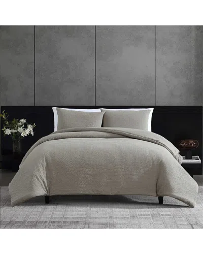 Vera Wang Puckered Texture Duvet Cover Set In Gray