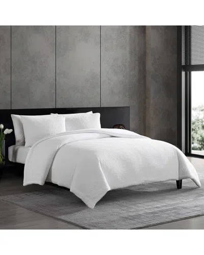Vera Wang Puckered Texture Duvet Cover Set In White