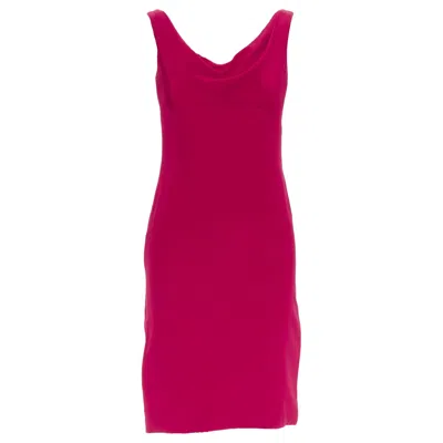 Pre-owned Vera Wang Red Slinky Draped Cowl Neck Sleeveless Mini Dress