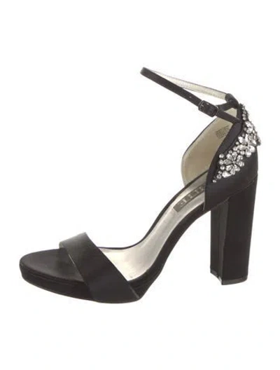 Pre-owned Vera Wang Satin Crystal Embellishments Sandals In Black