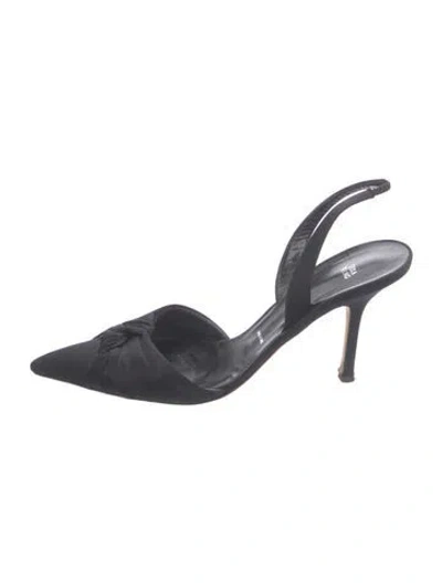 Pre-owned Vera Wang Satin Crystal Embellishments Slingback Pumps In Black