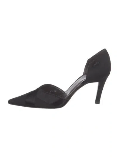 Pre-owned Vera Wang Satin Grosgrain Trim D'orsay Pumps In Black