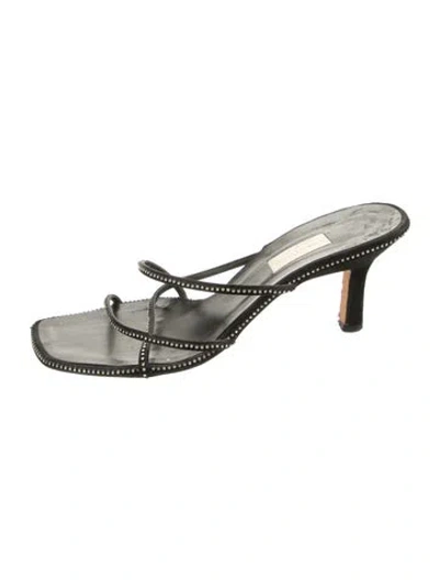 Pre-owned Vera Wang Satin Sandals In Black/green