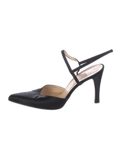 Pre-owned Vera Wang Satin Slingback Pumps In Black
