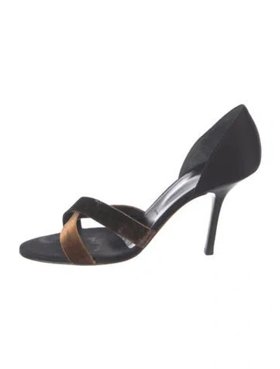 Pre-owned Vera Wang Satin Slingback Sandals In Black