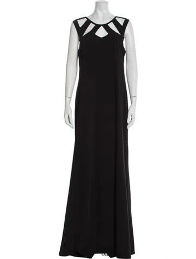 Pre-owned Vera Wang Scoop Neck Long Dress In Black