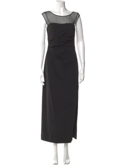Pre-owned Vera Wang Scoop Neck Long Dress In Black