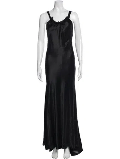 Pre-owned Vera Wang Scoop Neck Long Dress In Black