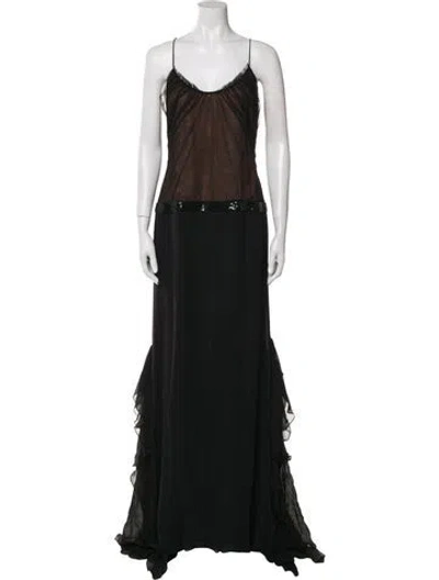 Pre-owned Vera Wang Scoop Neck Long Dress In Blue