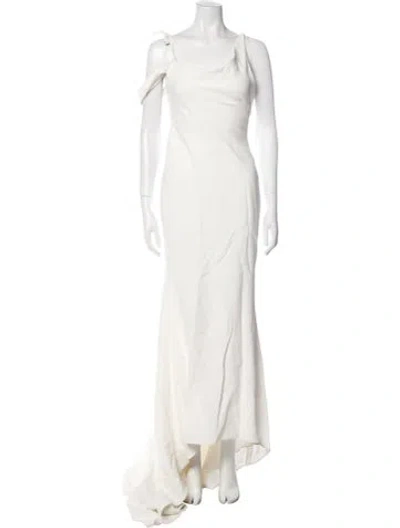 Pre-owned Vera Wang Scoop Neck Long Dress In Neutral