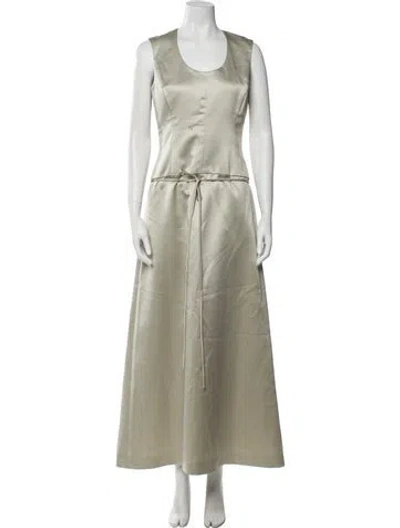 Pre-owned Vera Wang Scoop Neck Long Dress In Neutral