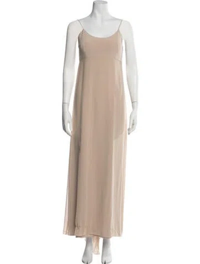 Pre-owned Vera Wang Scoop Neck Long Dress In Neutrals