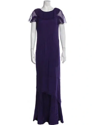 Pre-owned Vera Wang Scoop Neck Long Dress In Purple