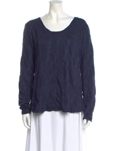 Pre-owned Vera Wang Scoop Neck Long Sleeve Top In Blue