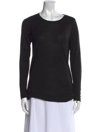 Pre-owned Vera Wang Scoop Neck Long Sleeve T-shirt In Black