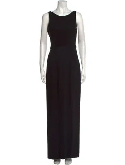 Pre-owned Vera Wang Scoop Neck Midi Length Dress In Black