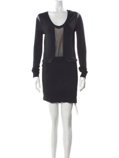 Pre-owned Vera Wang Scoop Neck Mini Dress In Black