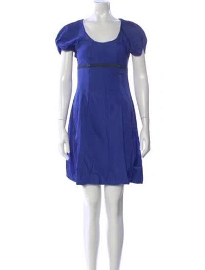 Pre-owned Vera Wang Scoop Neck Mini Dress In Blue