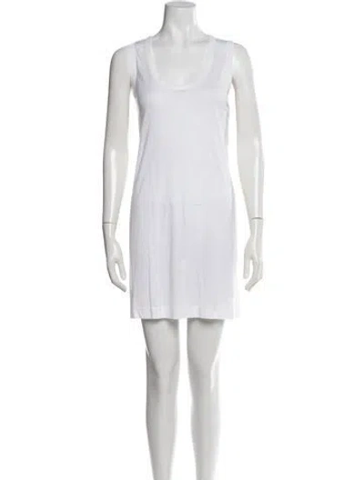 Pre-owned Vera Wang Scoop Neck Mini Dress In White