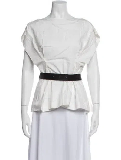Pre-owned Vera Wang Scoop Neck Short Sleeve Top In White