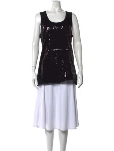 Pre-owned Vera Wang Scoop Neck Sleeveless Top In Black