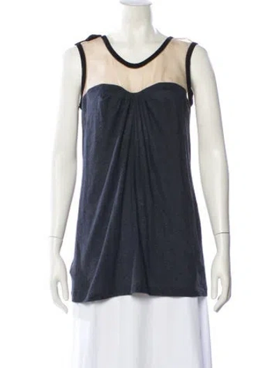 Pre-owned Vera Wang Scoop Neck Sleeveless Top In Blue