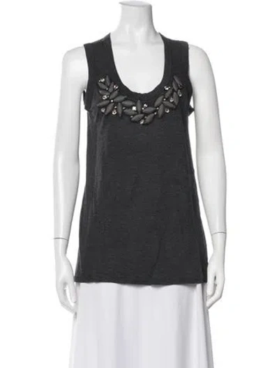 Pre-owned Vera Wang Scoop Neck Sleeveless Top In Grey
